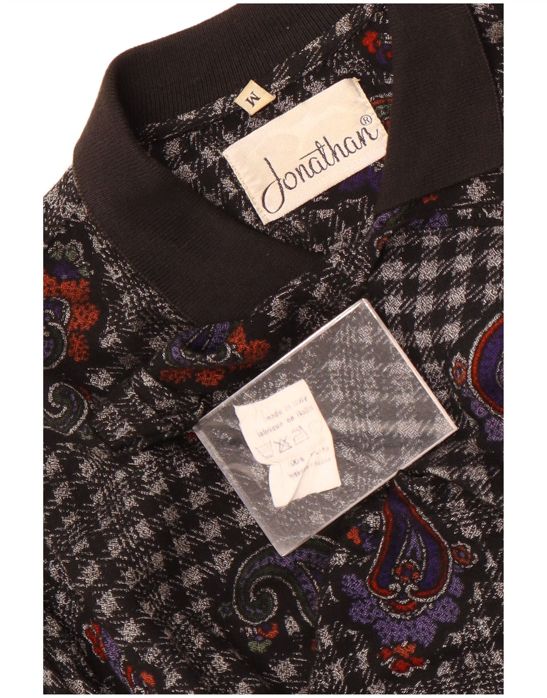 Męska koszula flanelowa w stylu vintage, średnia czarna wiskoza Paisley