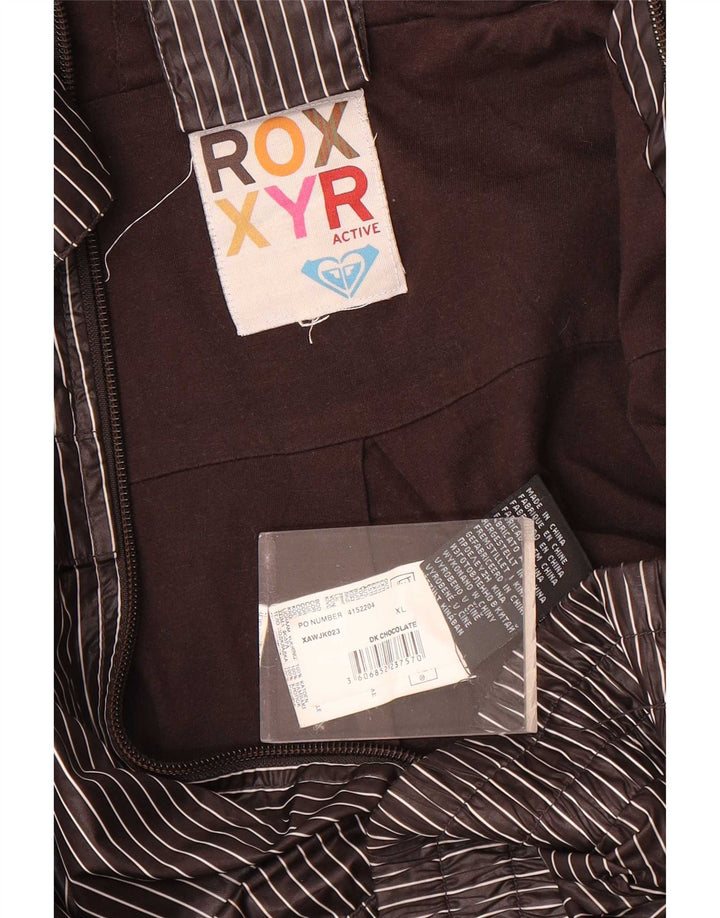 Damska kurtka dresowa z kapturem i kapturem Roxy UK 18 XL Szara, poliestrowa w prążki