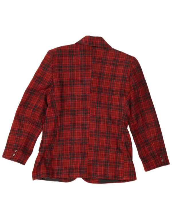 Damska marynarka ALEXANDRA zapinana na 3 guziki IT 46, duża, wełniana w czerwoną kratę