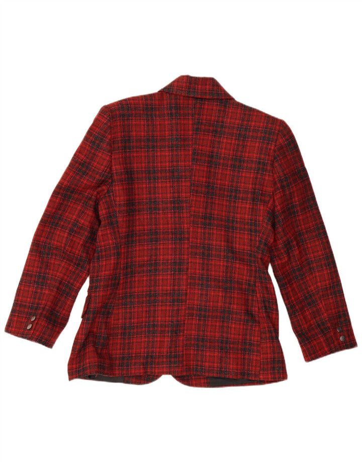 Damska marynarka ALEXANDRA zapinana na 3 guziki IT 46, duża, wełniana w czerwoną kratę