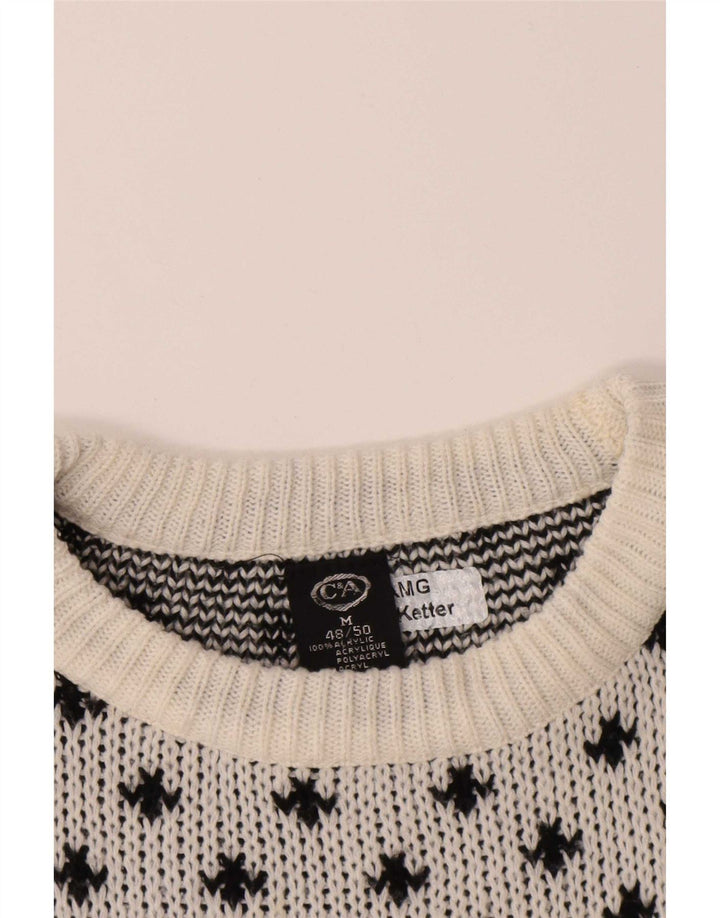 Męski sweter C&A z okrągłym dekoltem, EU 48/50, średni biały Fair Isle