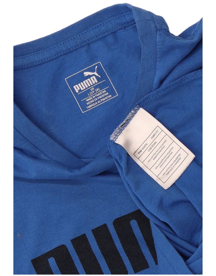 Chłopięcy T-shirt z grafiką PUMA, rozmiar 14-15 lat, duży, niebieski, bawełniany