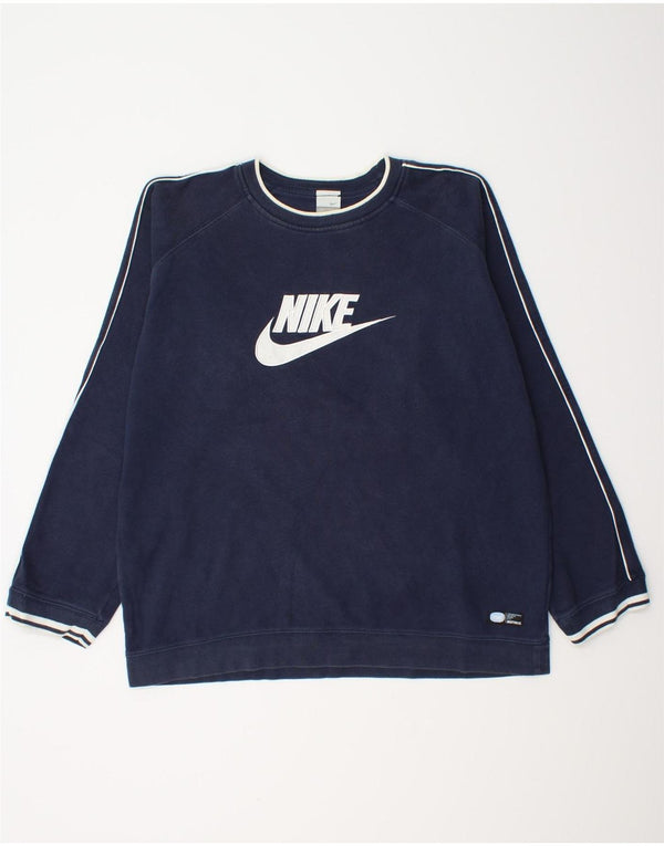 NIKE Mens Graphic Sweatshirt Jumper UK 42/44 Large Navy Blue Cotton