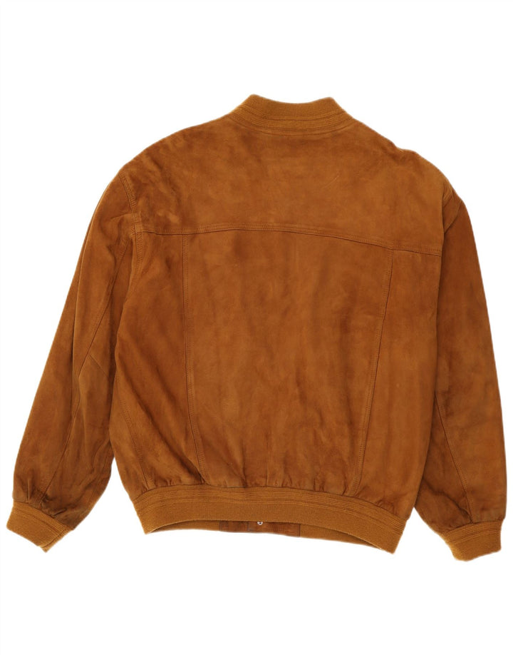 Vintage męska zamszowa kurtka bomber IT 54 2XL brązowa skóra