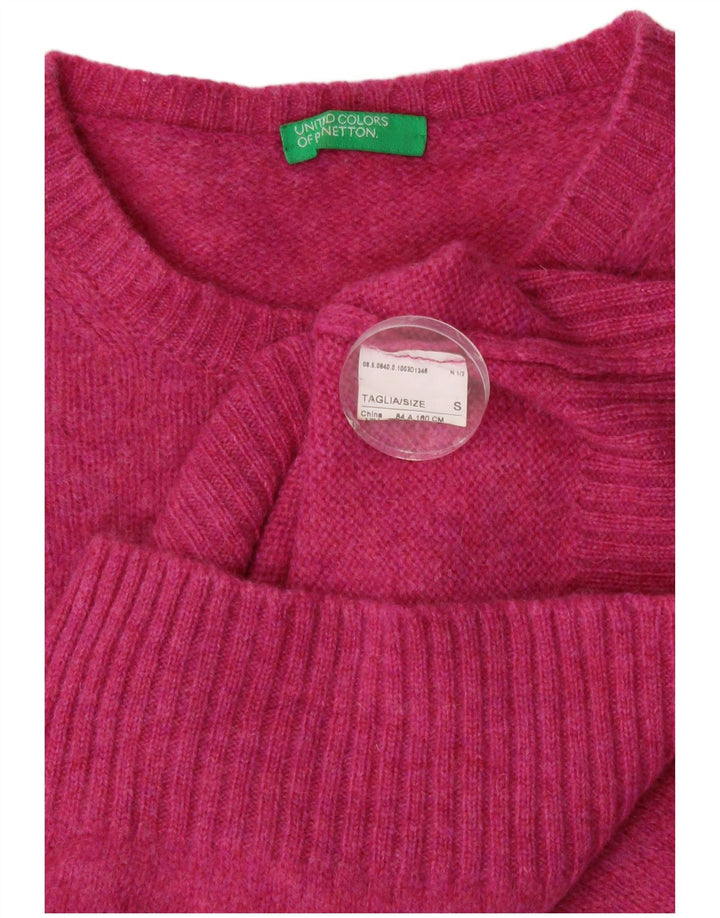 Damski sweter z okrągłym dekoltem Benetton UK 8, mały róż