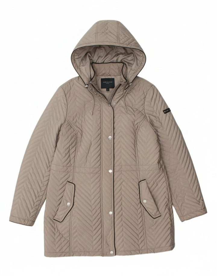 Damski pikowany płaszcz Dkny UK 16, duży, szary