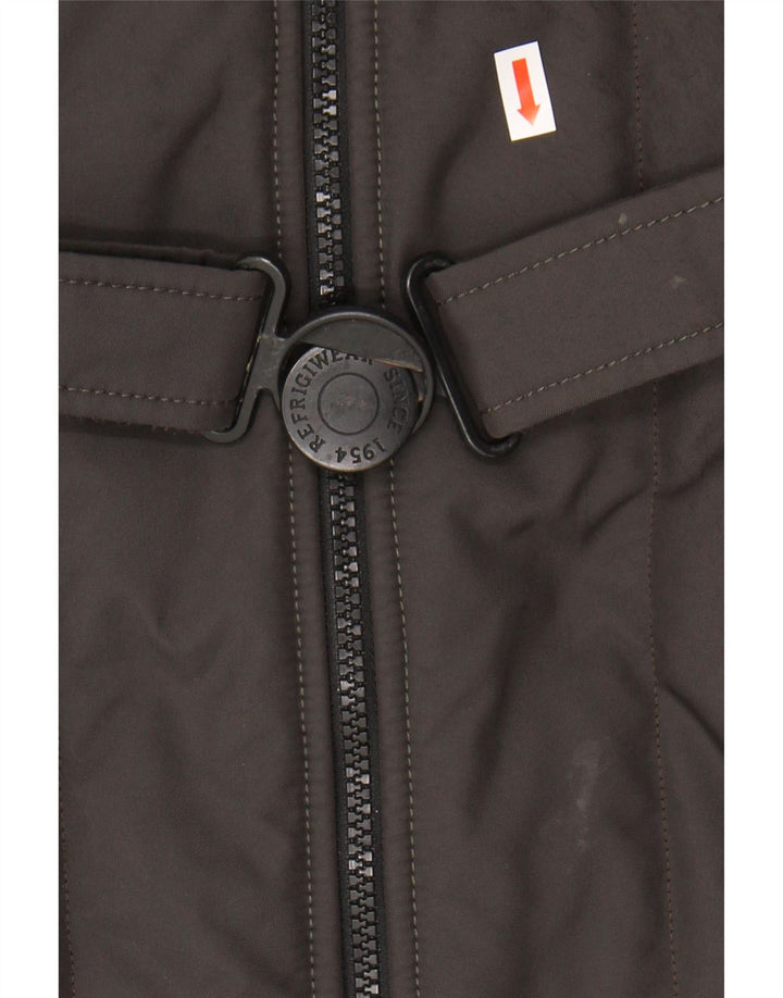 Damski płaszcz z kapturem i ociepleniem Refrigiwear IT 46, duży nylon w kolorze khaki