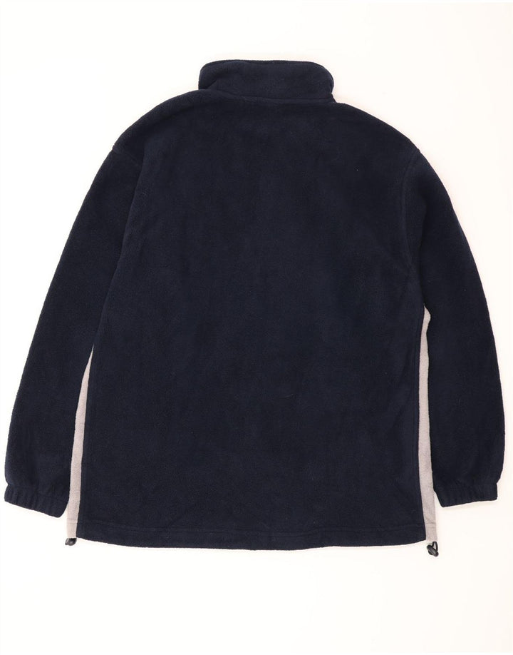 Męski sweter polarowy Reebok z zamkiem błyskawicznym, mały, granatowy, z blokami kolorów, poliester