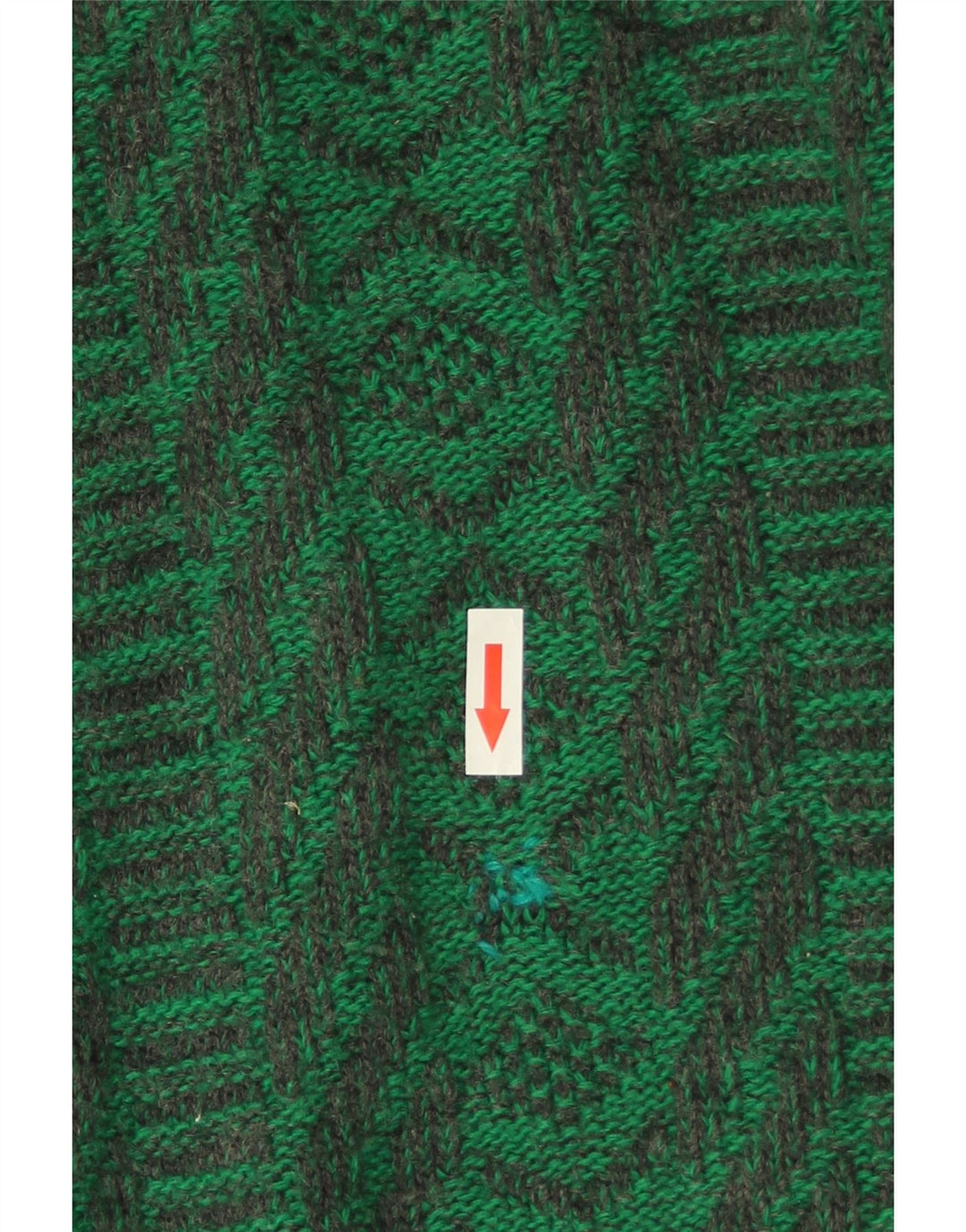 Vintage męski sweter z okrągłym dekoltem, średnio zielony, geometryczny
