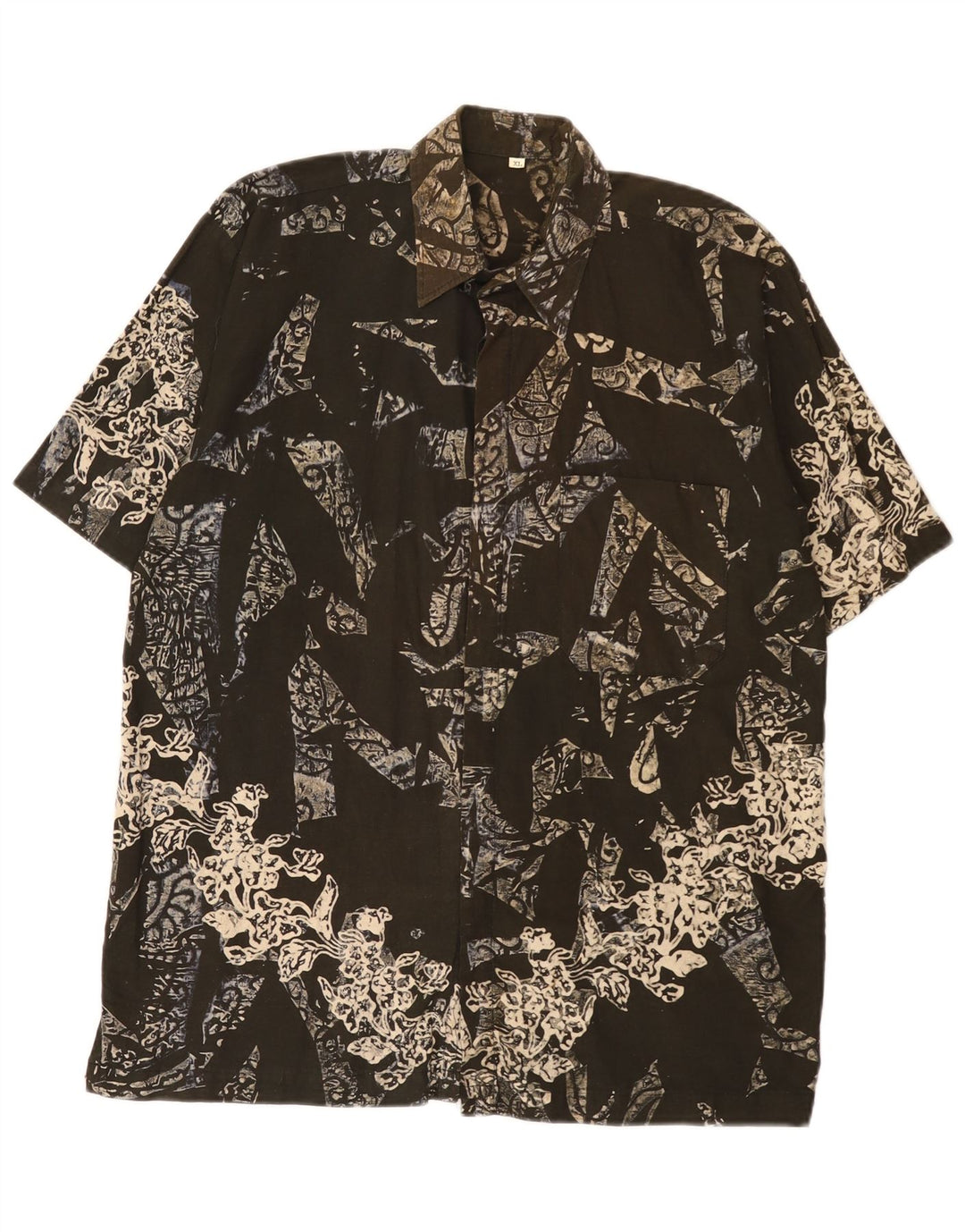 Męska koszula z krótkim rękawem w stylu vintage w abstrakcyjny wzór XL Khaki