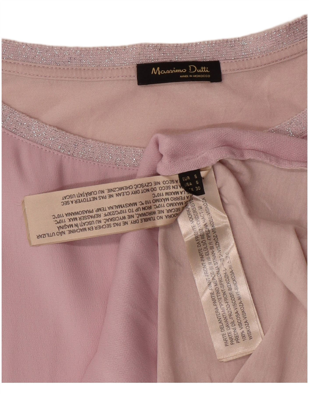 MASSIMO DUTTI Damska bluzka oversize Top UK 10 Small Pink Colorblock