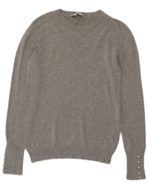 Damski sweter Zara z dekoltem w łódkę UK 12 Średni szary, nakrapiany wiskoza