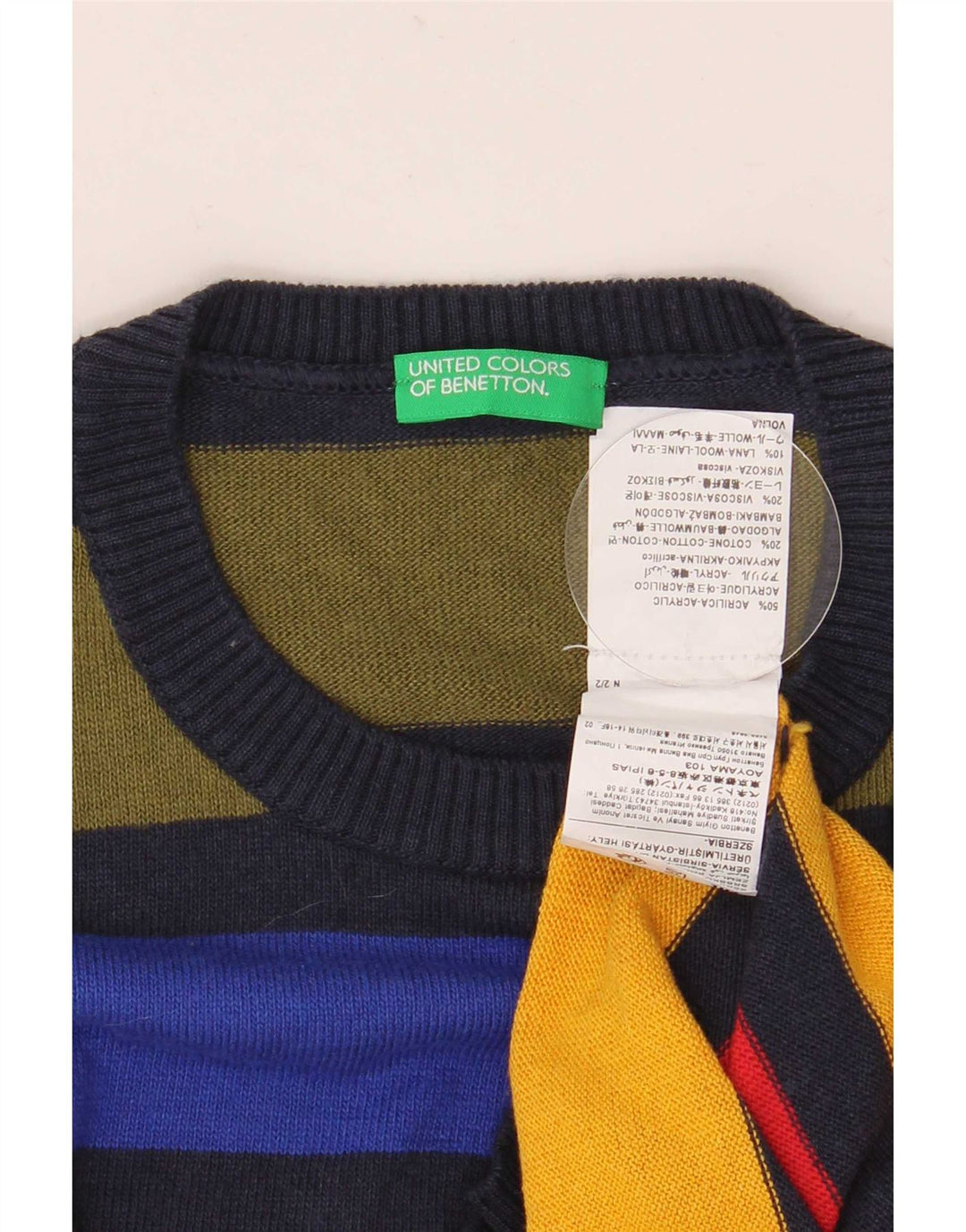 Sweter chłopięcy Benetton z okrągłym dekoltem, 11-12 lat, 2XL, wielokolorowy