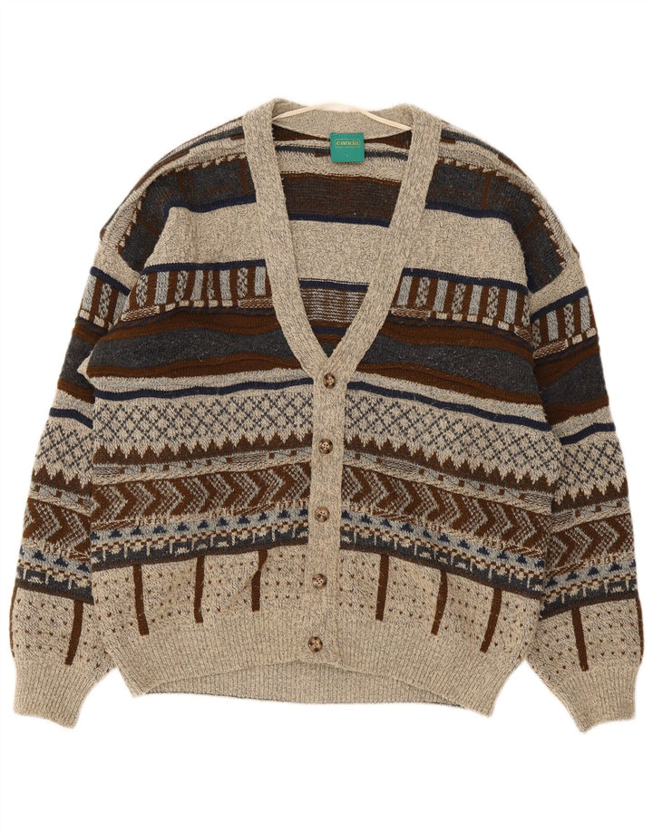 Sweter męski Canada Cardigan, duży, szary, geometryczny akryl