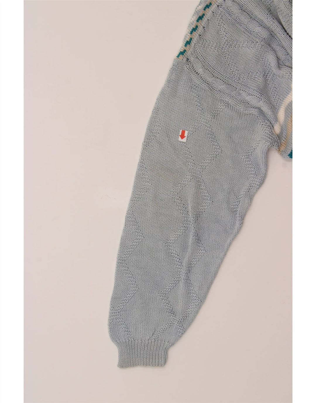 MARRONETTO Womens Crew Neck Jumper Sweater UK 14 Medium Blue Striped Vintage Marronetto and Second-Hand Marronetto from Messina Hembry 