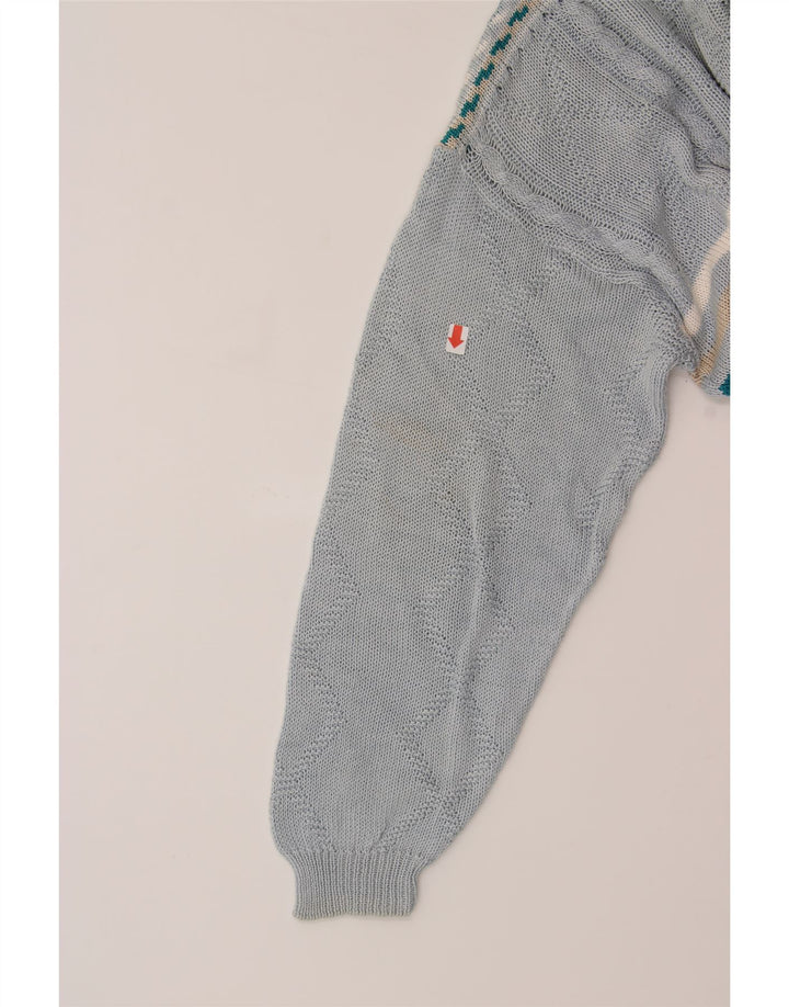 MARRONETTO Womens Crew Neck Jumper Sweater UK 14 Medium Blue Striped Vintage Marronetto and Second-Hand Marronetto from Messina Hembry 