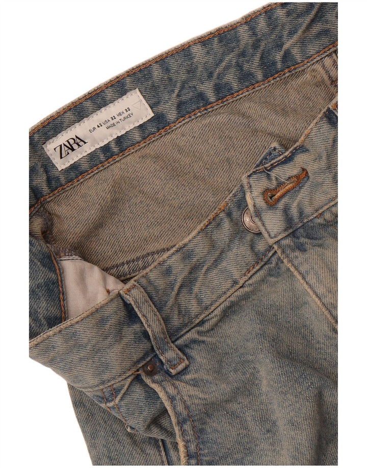 Męskie proste dżinsy Zara EU 42 Large W32 L32 Blue Tie Dye