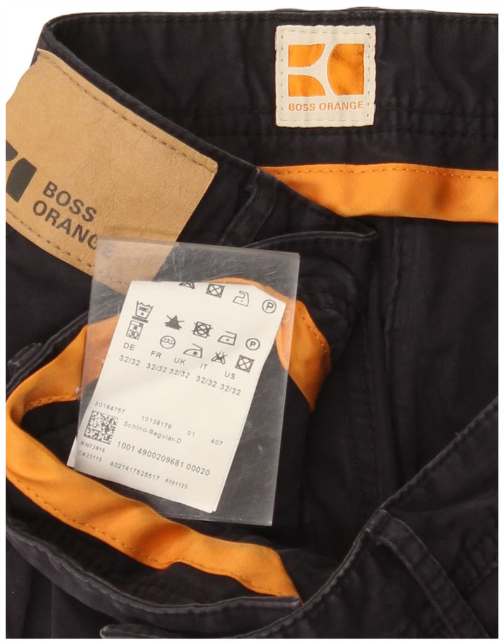 Męskie spodnie chino o regularnym kroju HUGO BOSS W32 L32 Granatowa bawełna