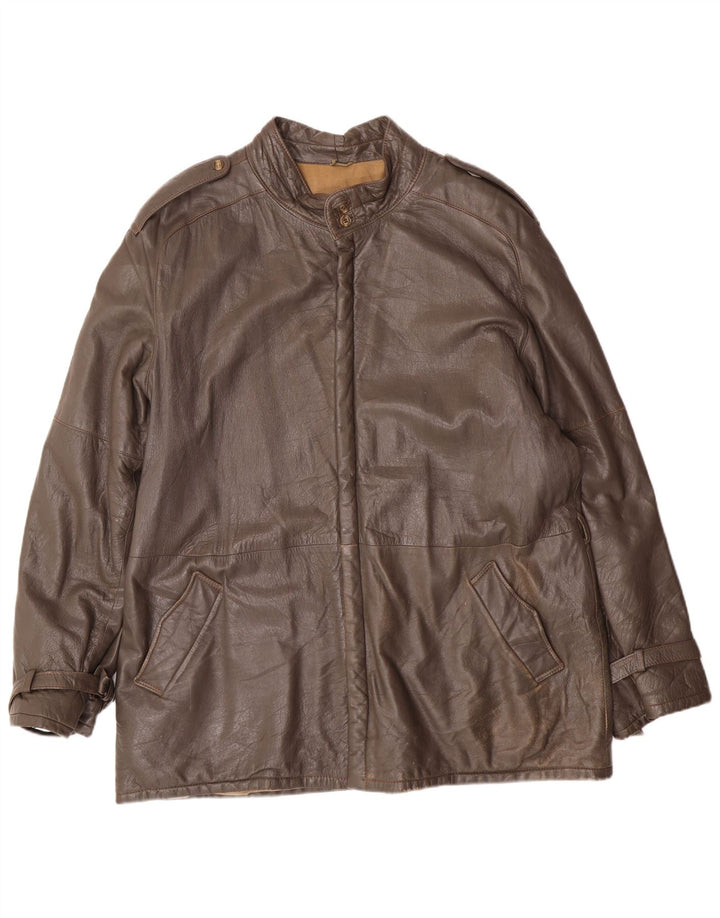 Vintage męska skórzana kurtka wojskowa IT 56 3XL szara skóra