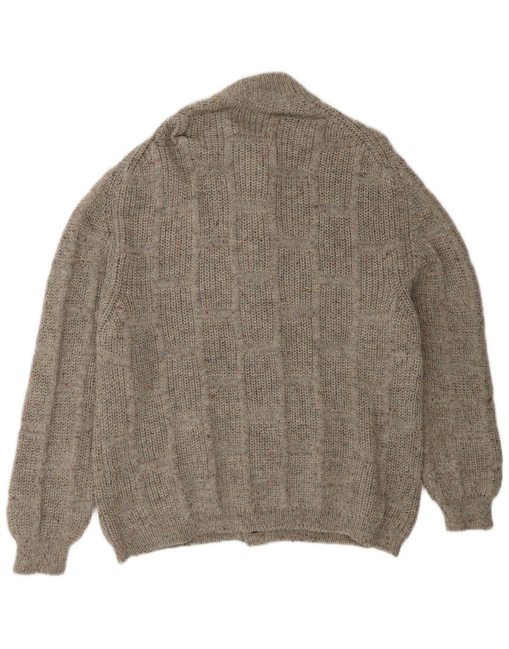 Vintage męski sweter rozpinany, duży, szary, nakrapiany