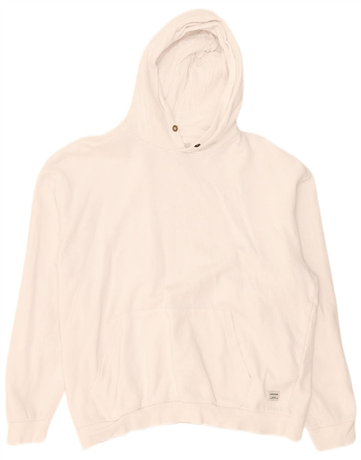 Męski sweter z kapturem Jack & Jones, duży, biały, bawełniany