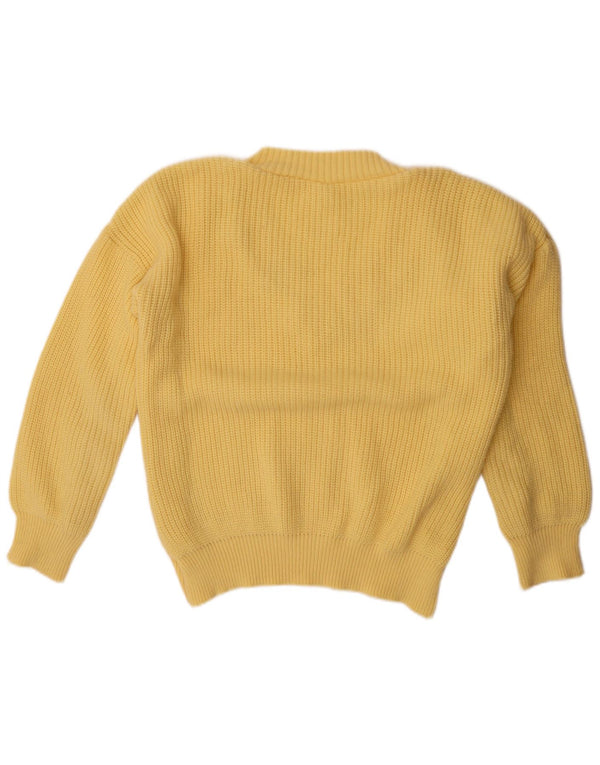 Sweter damski w stylu vintage z dekoltem w szpic UK 22 3XL Żółty