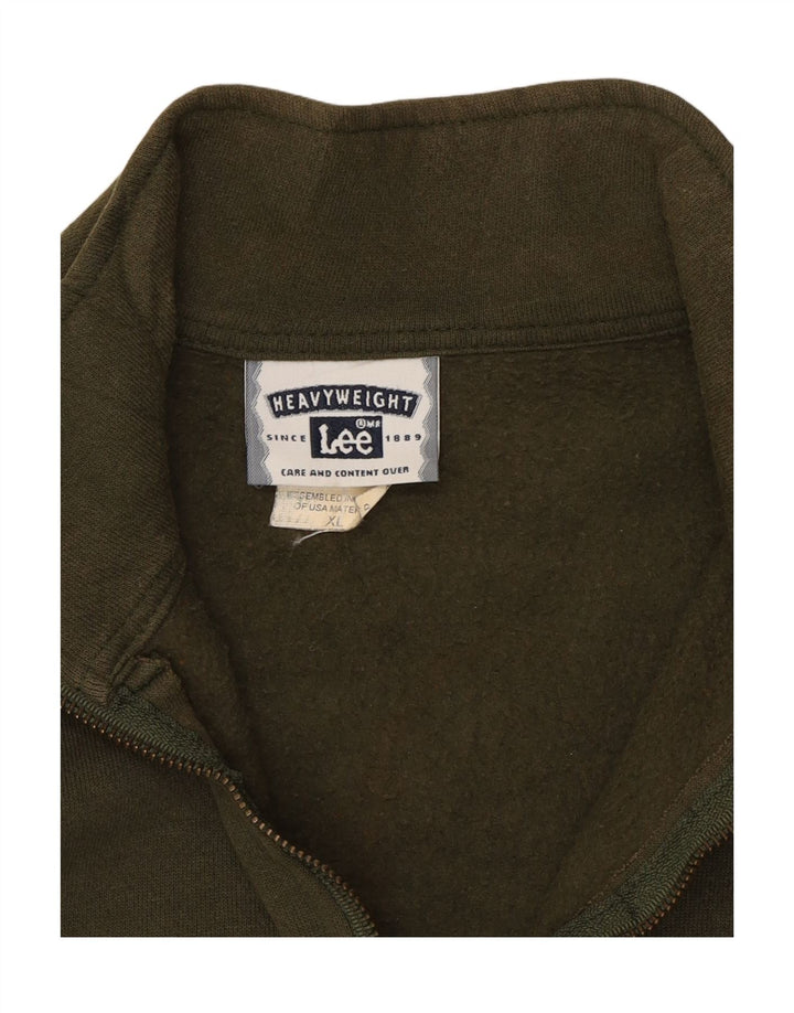 LEE Mens Zip Neck Sweatshirt Jumper XL Khaki Cotton Vintage Lee and Second-Hand Lee from Messina Hembry 