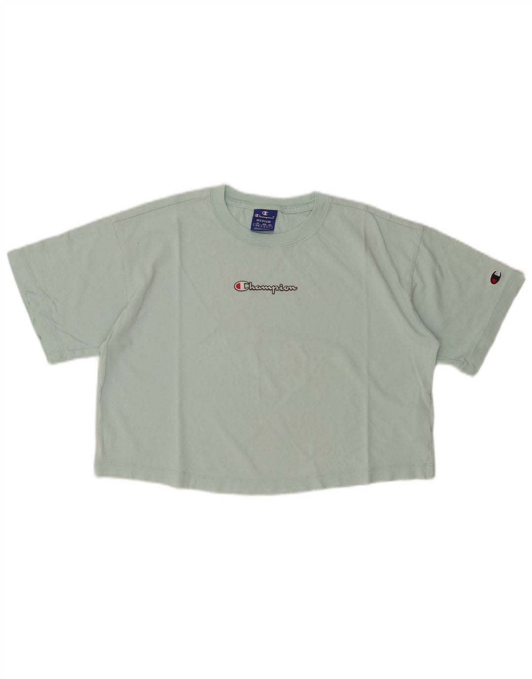 Damska koszulka CHAMPION Crop Graphic Top UK 14 Średnia turkusowa bawełna