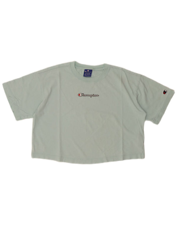 Damska koszulka CHAMPION Crop Graphic Top UK 14 Średnia turkusowa bawełna