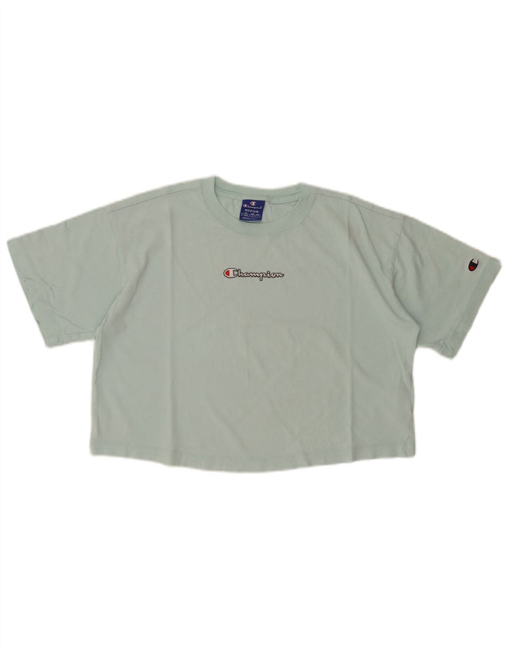 Damska koszulka CHAMPION Crop Graphic Top UK 14 Średnia turkusowa bawełna