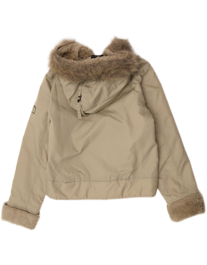 Damska kurtka wiatrówka z kapturem Dkny UK 14, średni nylon khaki