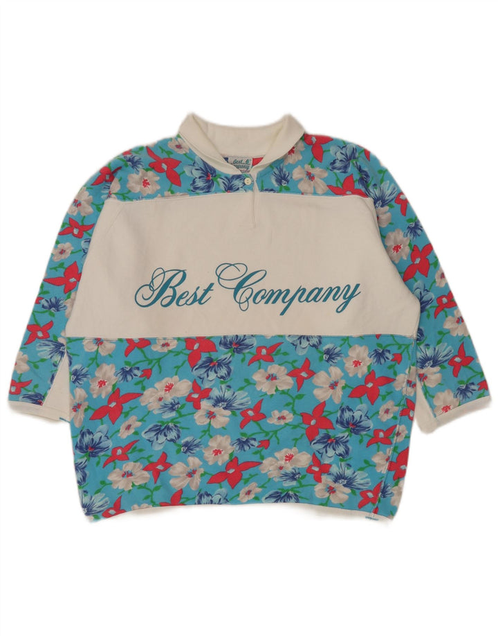 Damski top oversize z rękawem 1/2 Best Company UK 14 w kolorze średniego niebieskiego w kwiaty