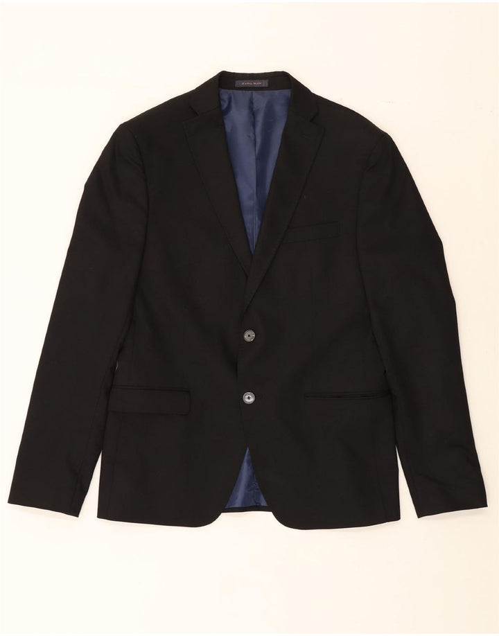 ZARA Mens 2 Button Blazer Jacket EU 52 Large Black Vintage Zara and Second-Hand Zara from Messina Hembry 