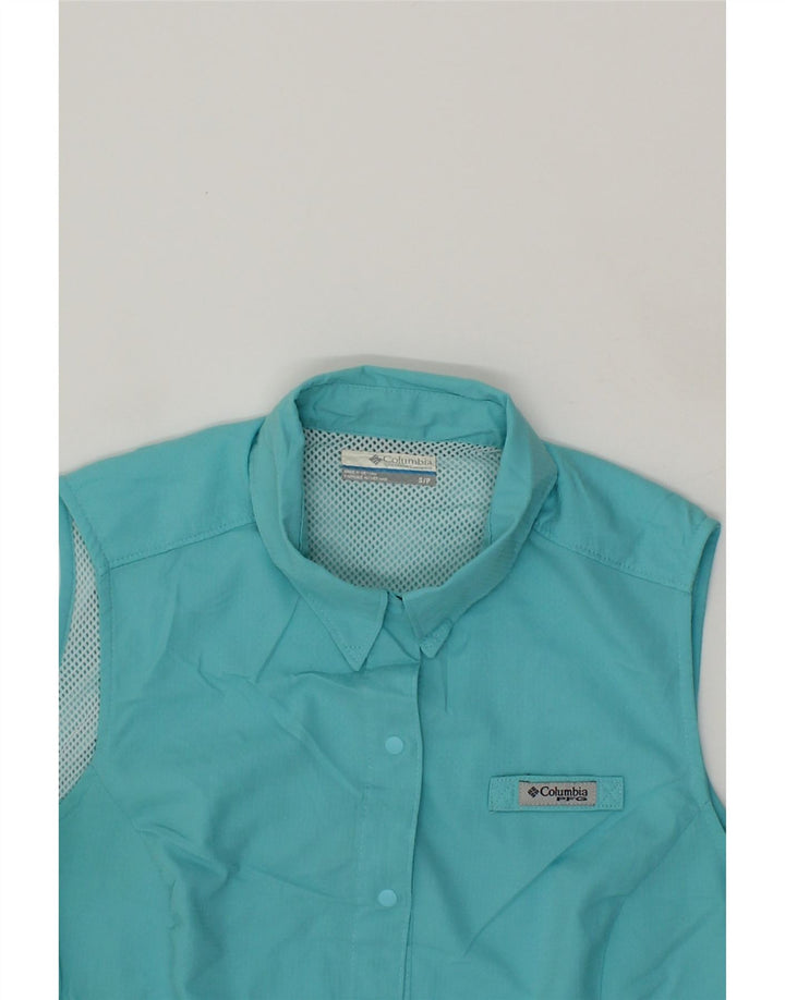 COLUMBIA Womens Sleeveless Shirt Blouse UK 10 Small Blue Polyester Vintage Columbia and Second-Hand Columbia from Messina Hembry 