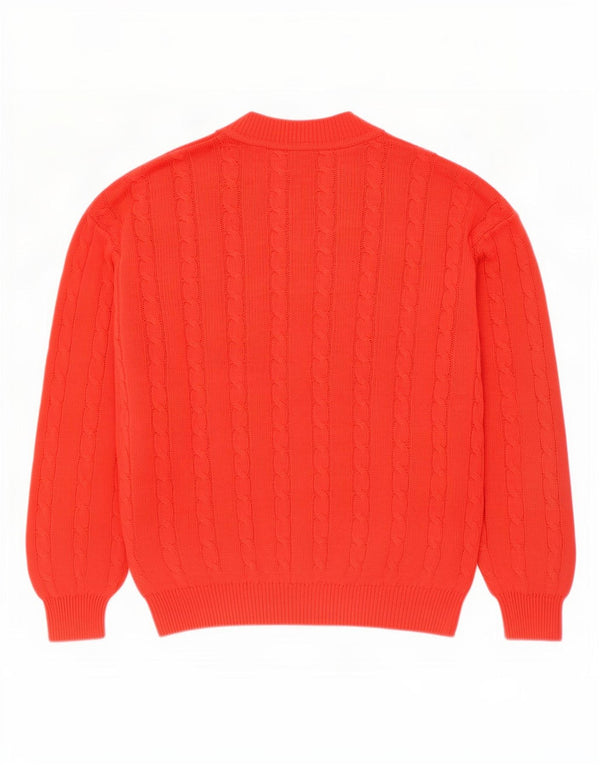 Damski sweter oversize Benetton z dekoltem w kształcie litery V, UK 16, duży, czerwony, bawełniany