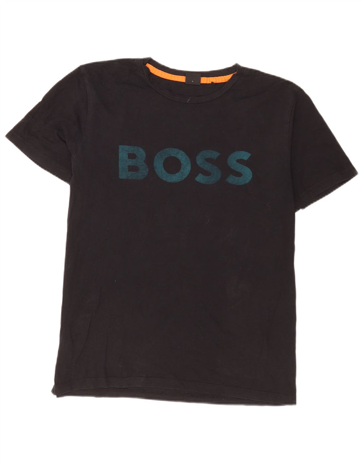 Męska koszulka z grafiką Hugo Boss, duża, czarna, bawełniana