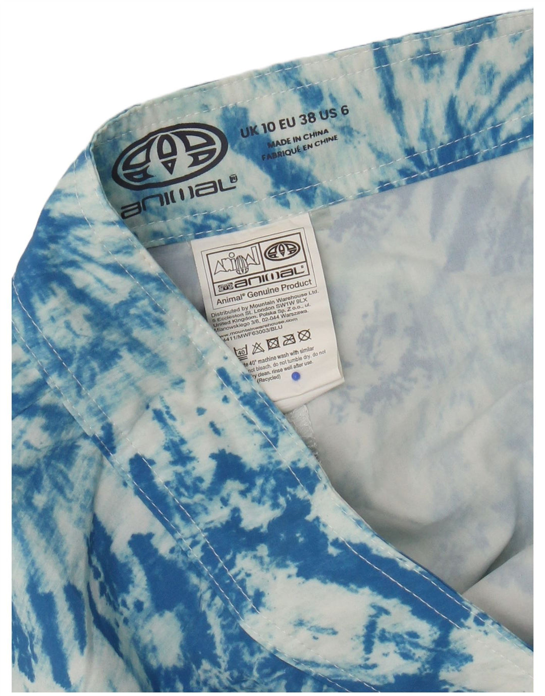 Damskie spodenki kąpielowe Animal UK 10 Small Blue Tie Dye Poliester