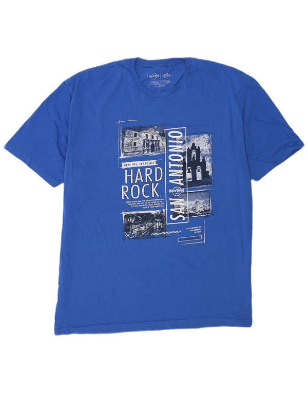 Męska koszulka z grafiką Hard Rock Cafe San Antonio, 2XL, niebieska bawełna