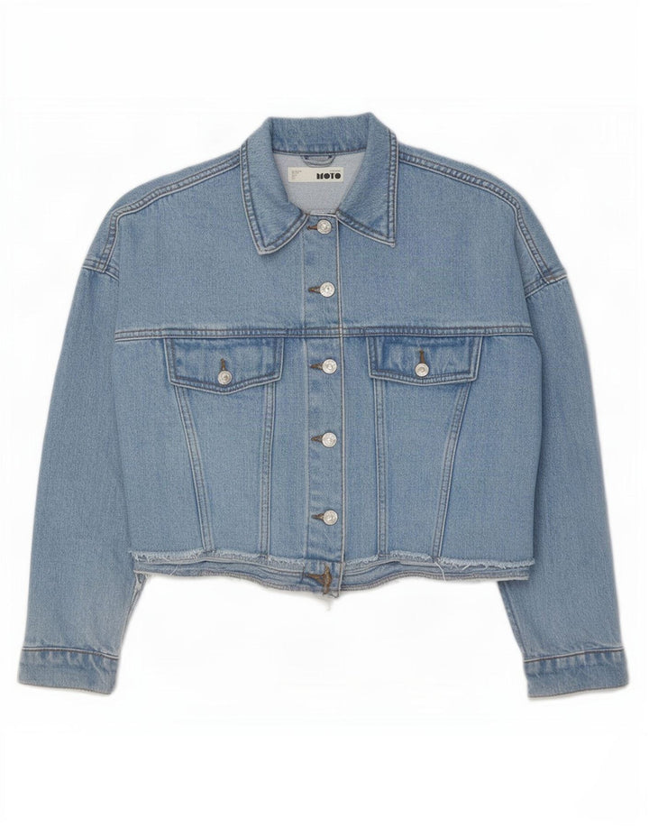 Damska kurtka jeansowa Topshop Crop Oversize UK 6 XS, niebieska, bawełniana