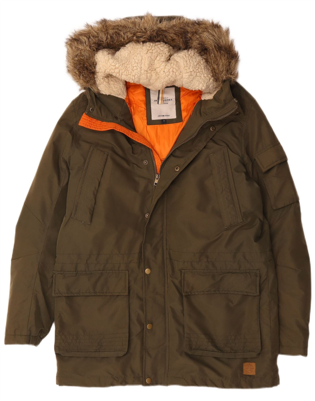 Męska kurtka parka z kapturem Jack & Jones, UK 38, średni khaki