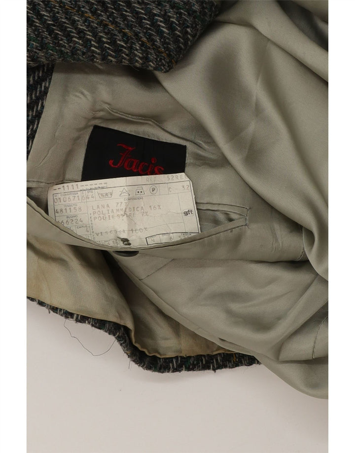 Męska marynarka zapinana na 2 guziki Facis IT 52 XL Szara wełna w jodełkę