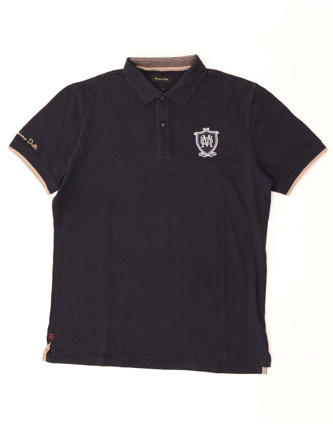 Męska koszulka polo Massimo Dutti z grafiką XL, granatowa, bawełniana