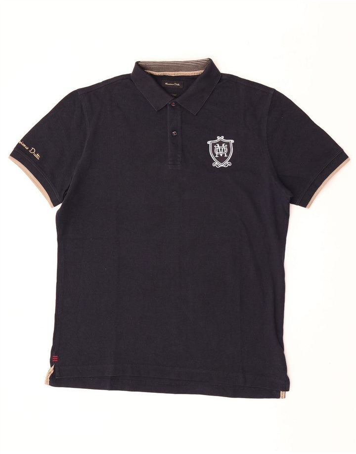 Męska koszulka polo Massimo Dutti z grafiką XL, granatowa, bawełniana