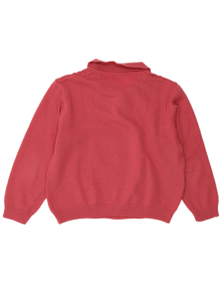 Damski sweter VINTAGE Crop Polo UK 16, duży, różowy