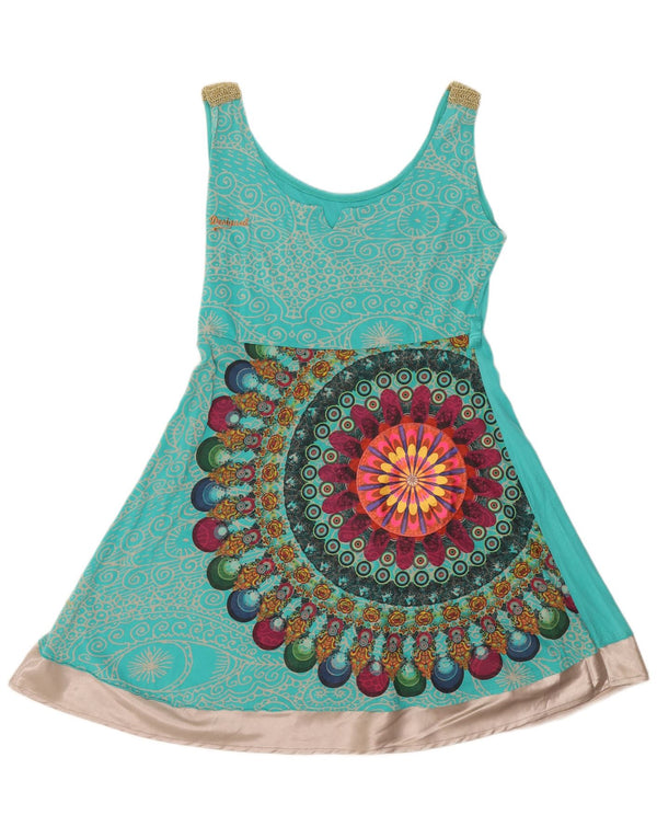 Damska sukienka o linii A Desigual UK 14 w kolorze średniego turkusu Paisley