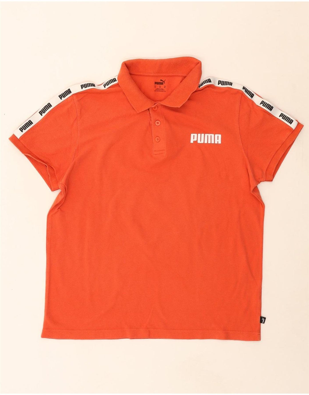 PUMA Mens Graphic Polo Shirt XL Orange Colourblock Vintage Puma and Second-Hand Puma from Messina Hembry 
