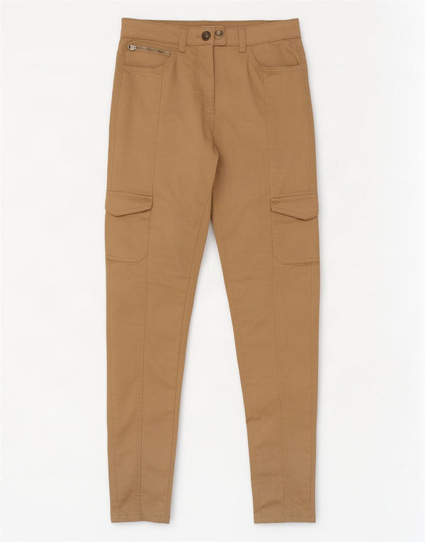 M&Co Womens Skinny Cargo Trousers UK 8 Small W26 L28 Beige Cotton