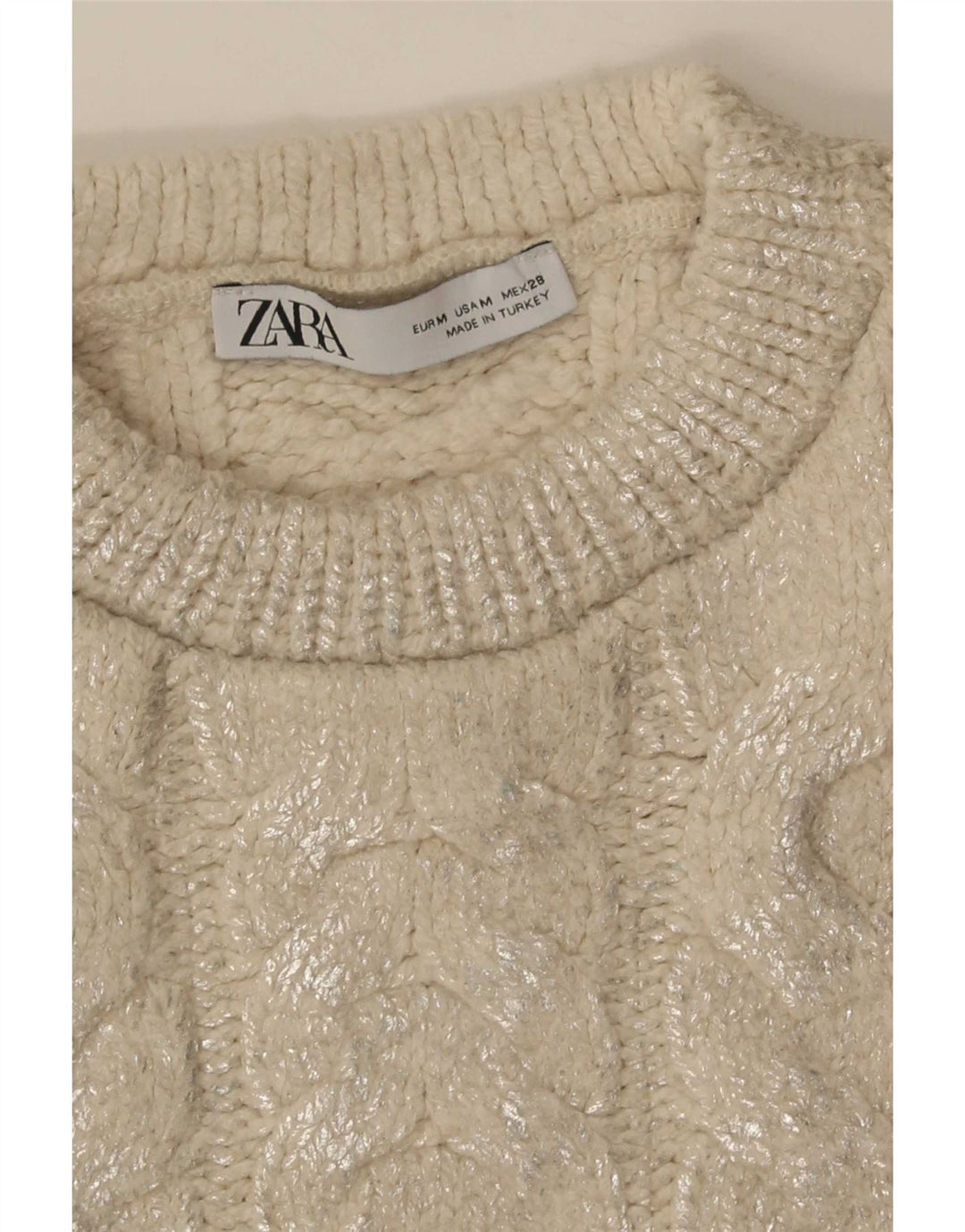 Sweter damski Zara z okrągłym dekoltem, UK 14, średni beż