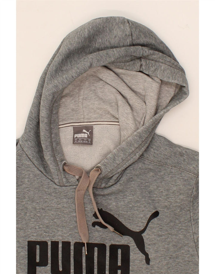 PUMA Mens Graphic Hoodie Jumper Medium Grey Cotton Vintage Puma and Second-Hand Puma from Messina Hembry 