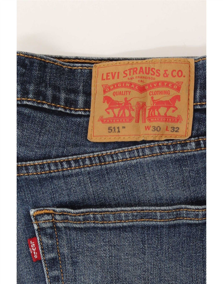 Męskie jeansy Levi's 511 w trudnej sytuacji W30 L29 Niebieska bawełna